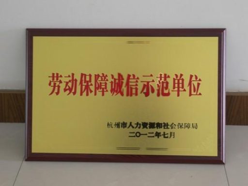 永盛儀表被評為“杭州市勞動(dòng)保障誠信示范單位”